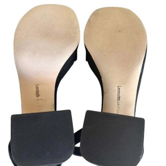 Larroudé Dolly Platform Sandal in Black Suede in Box EUC Size 9 - Picture 4 of 5